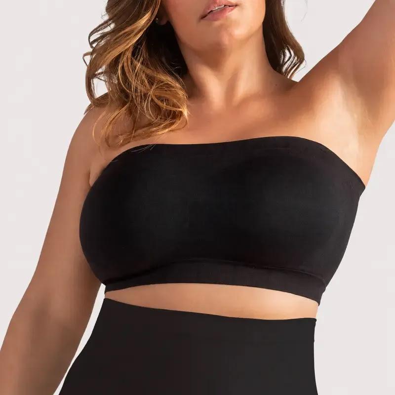 Beleno Bandeau Bra in black, close-up front view