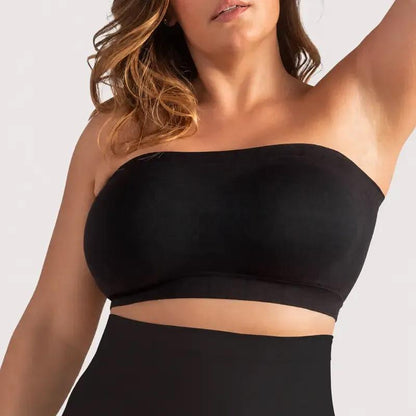 Beleno Bandeau Bra in black, close-up front view